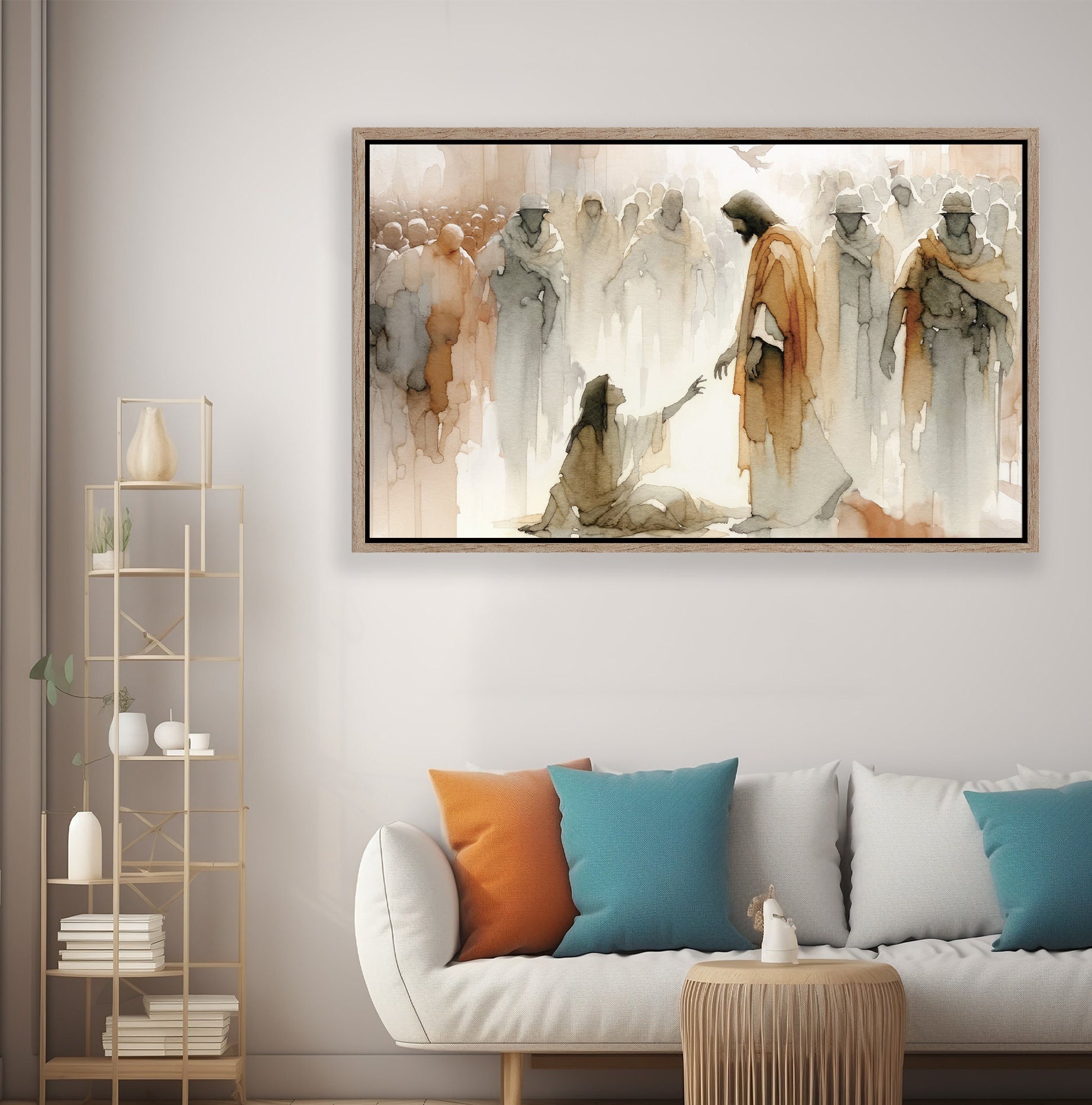 Woman Healed Poster, Jesus Miracle Wall art, Christian Meaningful Minimal Poster, LDS Home Decor, Bible Art Poster